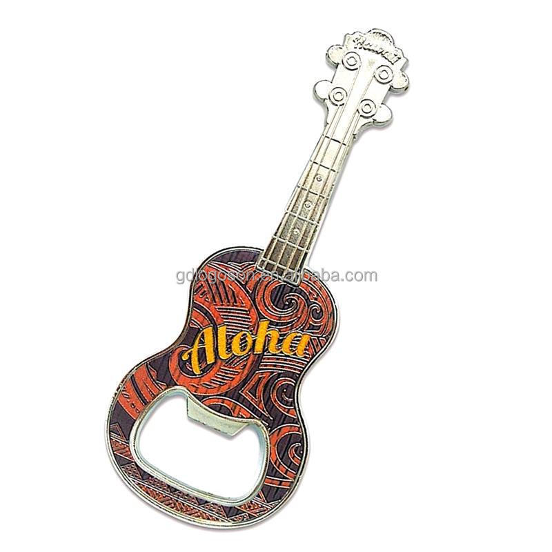 Wholesale souvenirs Norway style enamel fridge magnet beer opener metal guitar shaped bottle opener