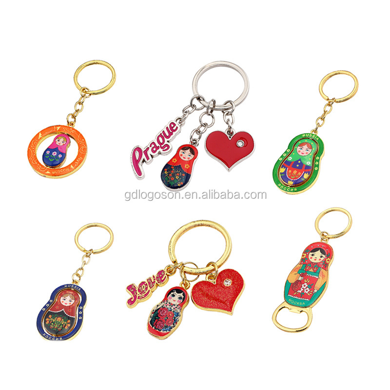 2D Golden Matryoshka Key Chain Traditional Matryoshka Keychain Russia Matreshka Keychain Russian Doll Souvenirs