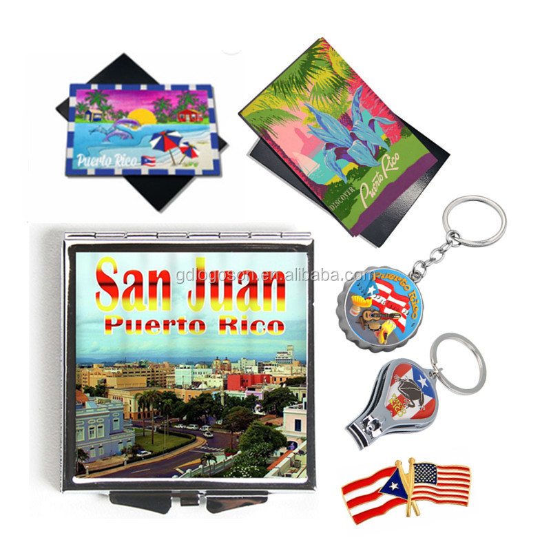 Wholesale Puerto Rico Travel Fridge Magnet, Keychain, Mirror, Bottle Opener, Nail Clipper Souvenirs Puerto Rico