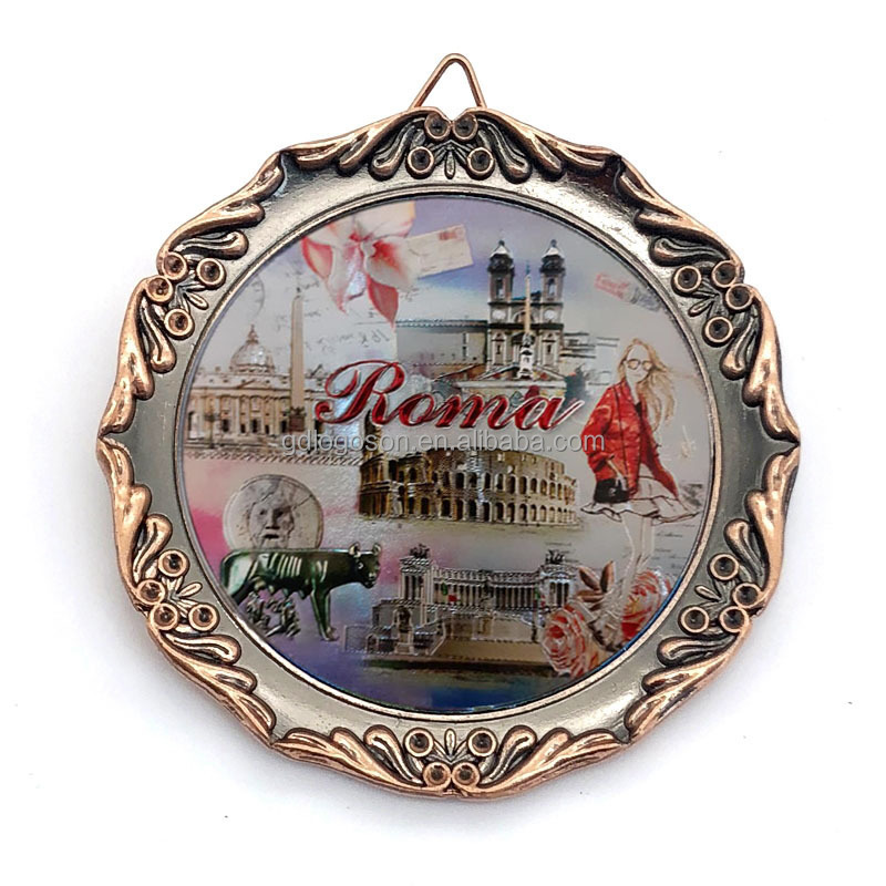 Metallic Zinc Alloy Wall Hanging Decor Mini Plates Sweden Metal Souvenir Plate