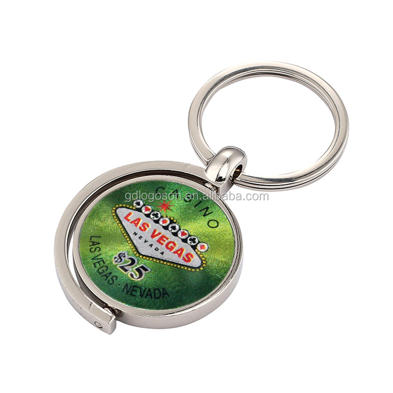 Business Logo Customization Souvenir Keyrings Wholesale Metal Keychains Custom Spinning Keychain