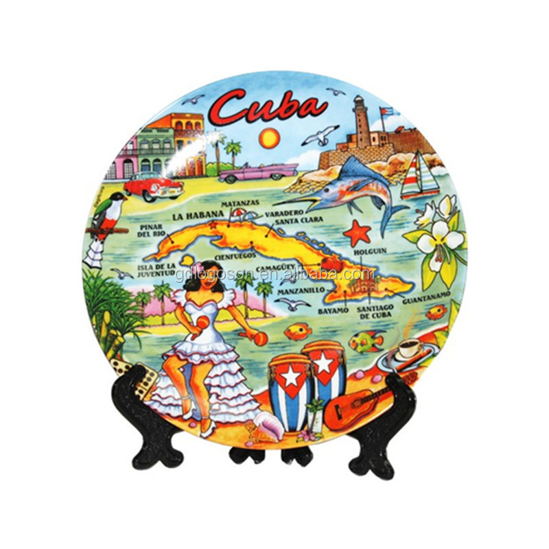 2020 New Idea Amazing Cuba Havana Caribbean Souvenir Set Keychains Ceramic Plate Fridge Magnet Custom Souvenirs Cuba