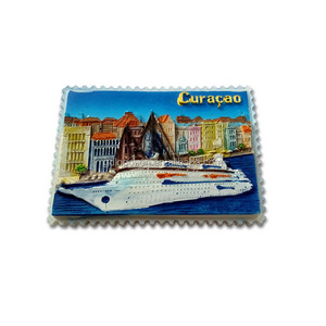 Pretty Netherlands Antilles Curacao Harbor Ship Resin Fridge Magnet 3D Handmade Curacao Ref Magnets Souvenir