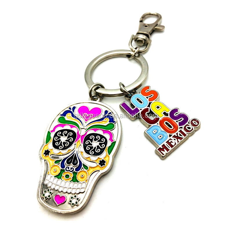 Wholesale Mexican Flag MEXICO Skull Charms Dinner Bell Nail Clipper Keychains Opener Custom Design Small Mexican Souvenir