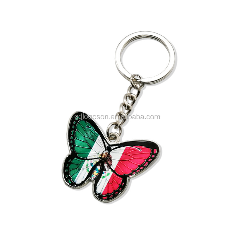 Butterfly Keyring Theme Park Foil Printed Keychains Custom Zoo Gift Keychains Animal Butterfly Keychain