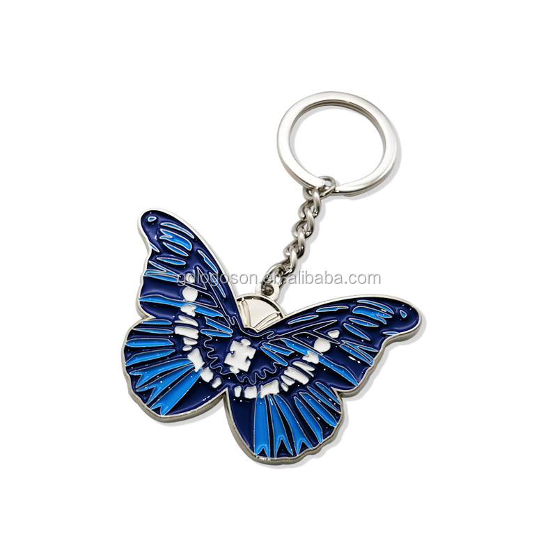 Butterfly Keyring Theme Park Foil Printed Keychains Custom Zoo Gift Keychains Animal Butterfly Keychain