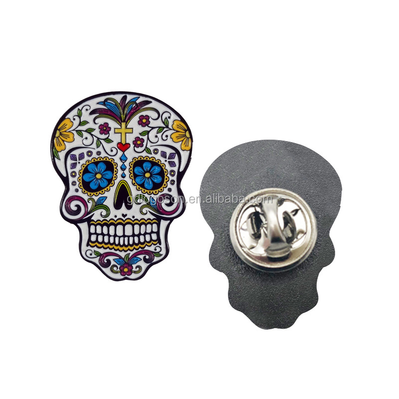 Metal Skull Pin Badge Metal Enamel Pins Sugar Skull Souvenir Gift Pin Badge Magnet