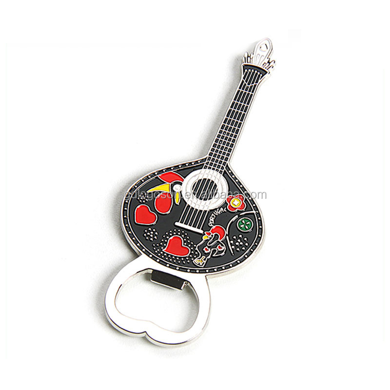 Wholesale souvenirs Norway style enamel fridge magnet beer opener metal guitar shaped bottle opener