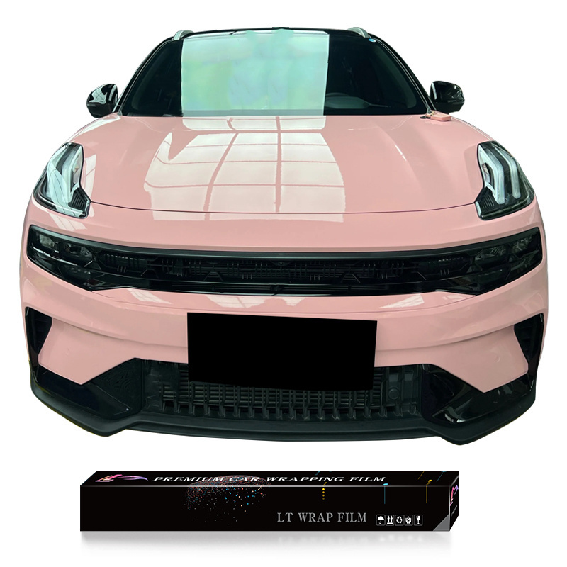 Durability Air Bubble Free Release PET Material PET Crystal Cherry Blossom Powder Car Wrap Vinyl Sticker Rolls Pink