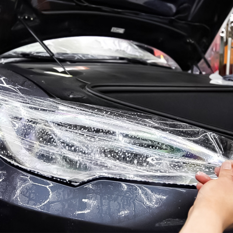 Self Adhesive Glossy 7.5Mil TPU Car Lamp Headlight Tint Film Waterproof Anti Fouling Smoke  TPU Lamp protection Film