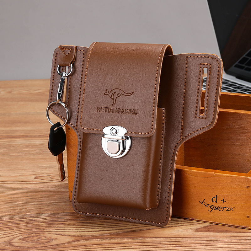 Multifunction PU Leather Belt Clip Holster Waist Bag Mobile Phone Holder Pouch for Cell Phone and Cigarette