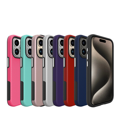 Triangle Texture Dual Layer PC TPU Rugged Shockproof Phone Case for iPhone 15 Pro Max Funda