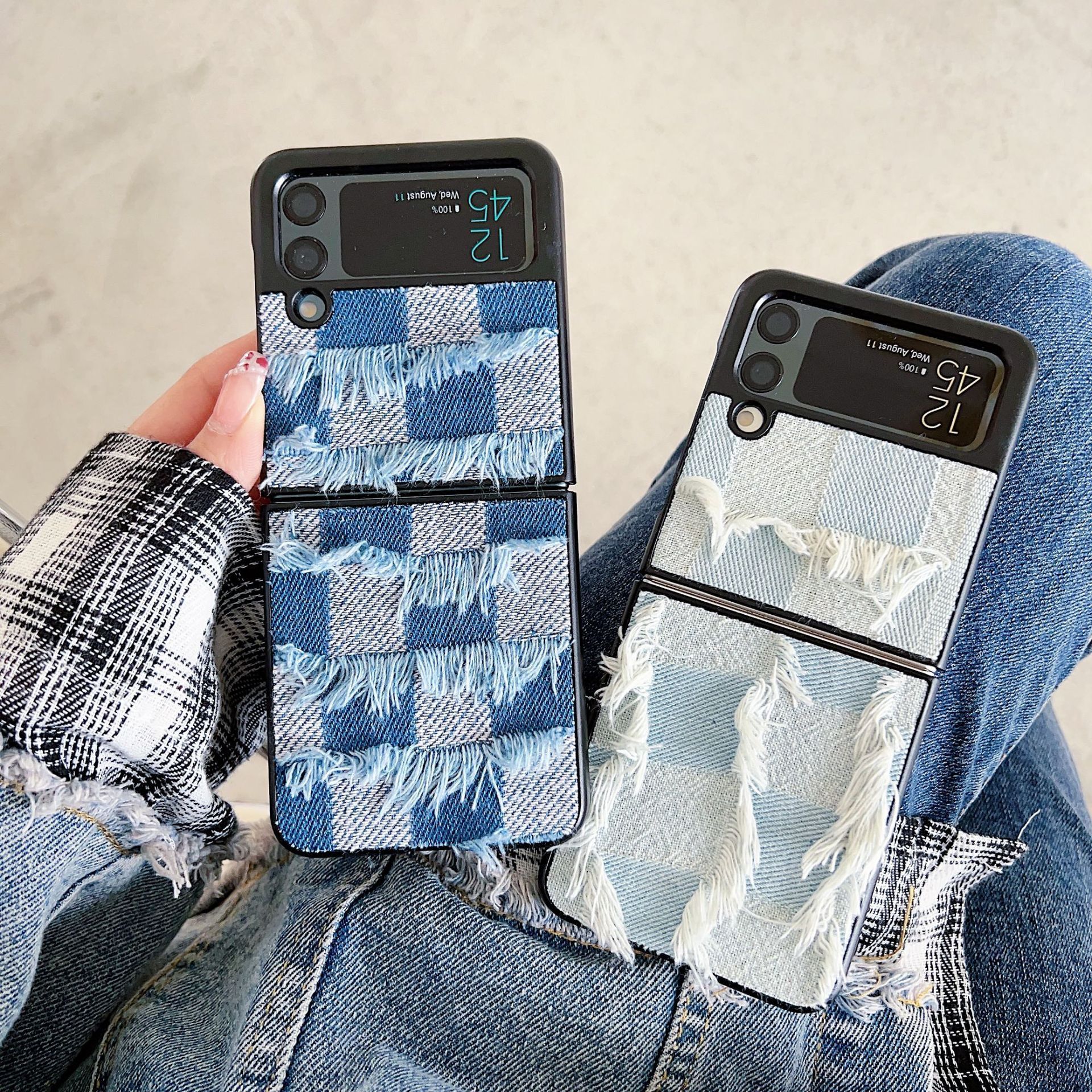 Shabby Jean TPU Shockproof Distressed Denim Phone Case For Samsung Galaxy Z Flip 4 Funda