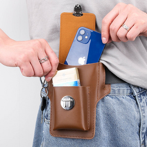 Multifunction PU Leather Belt Clip Holster Waist Bag Mobile Phone Holder Pouch for Cell Phone and Cigarette