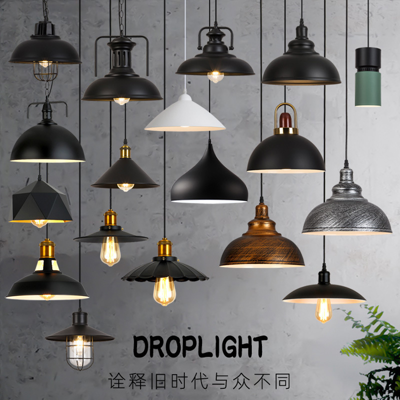 Industrial Iron Nordic Hanging Lighting Kitchen Island Living Room Bedroom Ceiling Chandelier Black Modern Led Pendant Light