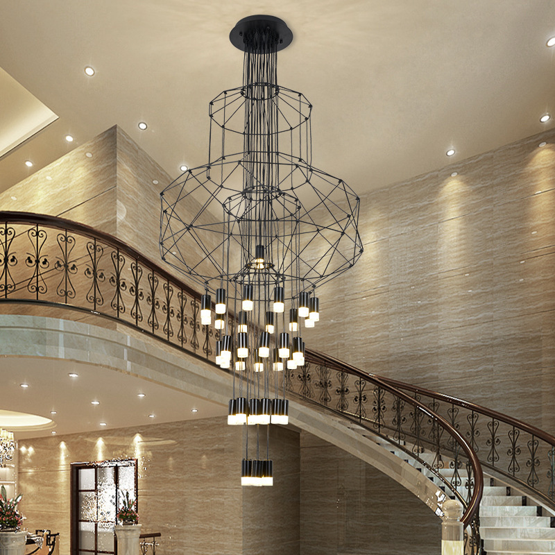 Chandeliers pendant lights long hanging lights fixtures linear large high ceiling staircase foyer luxury led crystal chandeliers