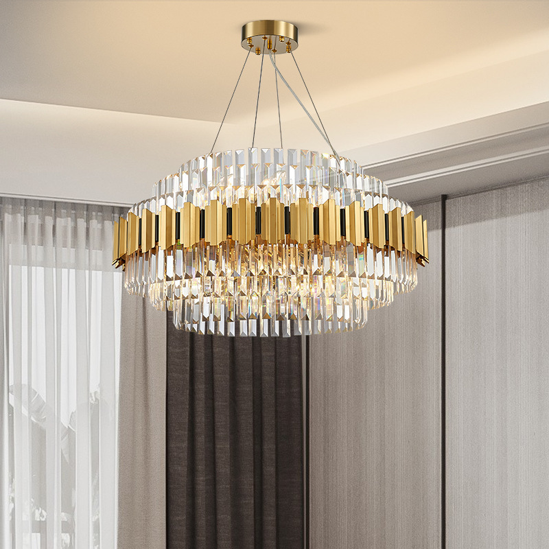 Decorative hotel rustic gold dining living room ceiling hanging lights lighting fixtures led luxury crystal chandeliers modern