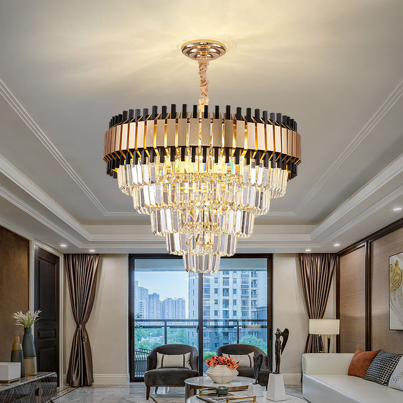 Decorative hotel rustic gold dining living room ceiling hanging lights fixtures lighting modern led luxury crystal chandeliers