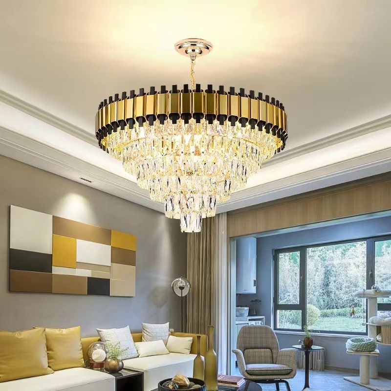 Decorative hotel rustic gold dining living room ceiling hanging lights fixtures lighting modern led luxury crystal chandeliers