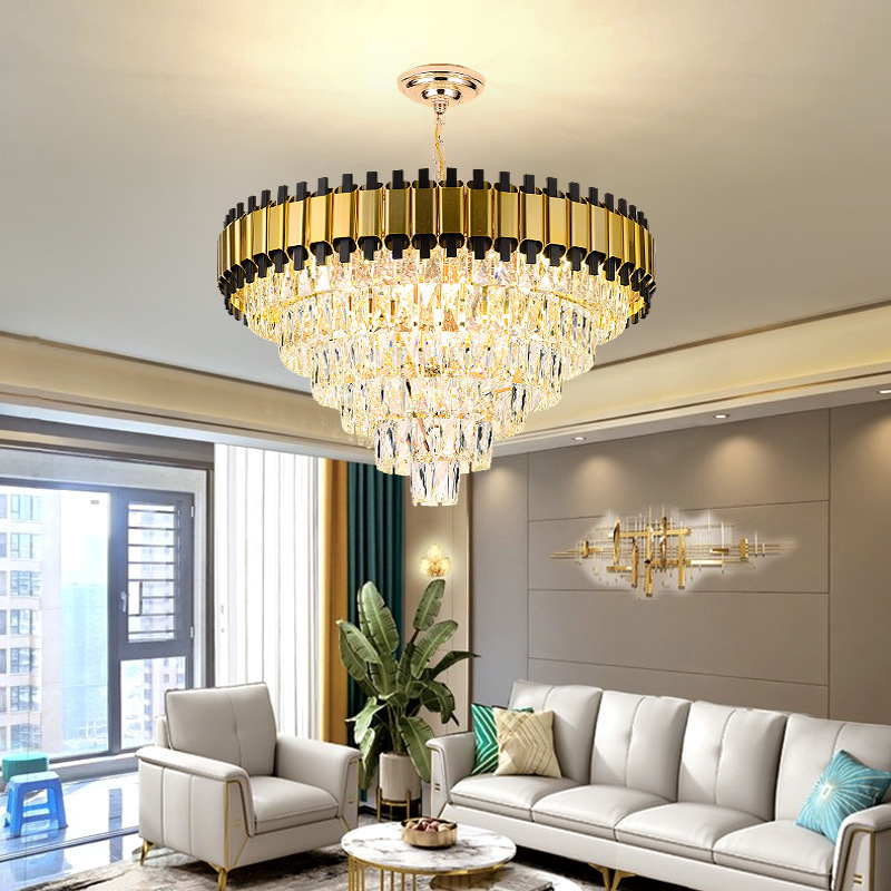 Decorative hotel rustic gold dining living room ceiling hanging lights fixtures lighting modern led luxury crystal chandeliers