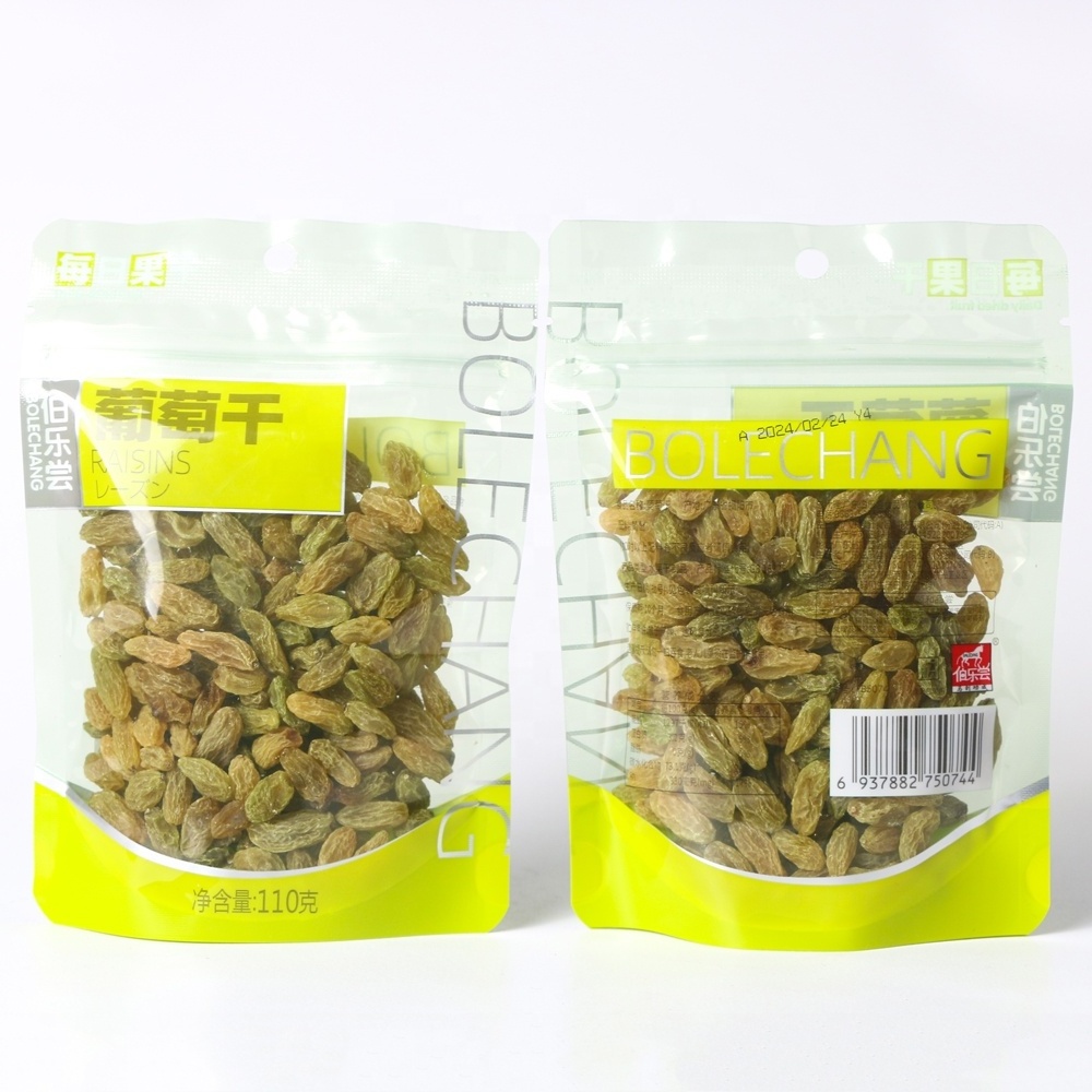 wholesale Chinese snack 110g grapes rich Seedless grape Traditional drying flavor sweet rich nutrition organic green raisins