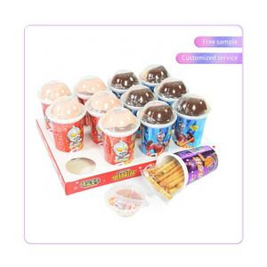 Factory Hot Sales Kids Confectionery Biscuits Stick Chocolate Cream Sweet Candy OEM Custom Cookies Wafer 3 IN 1 Snack Cup