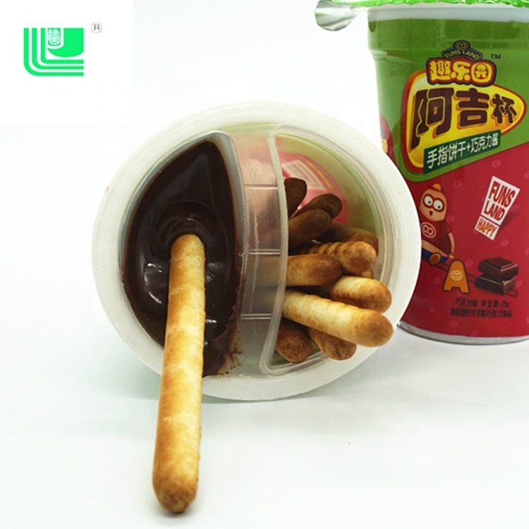 Sweet chocolate sauce finger biscuit cup