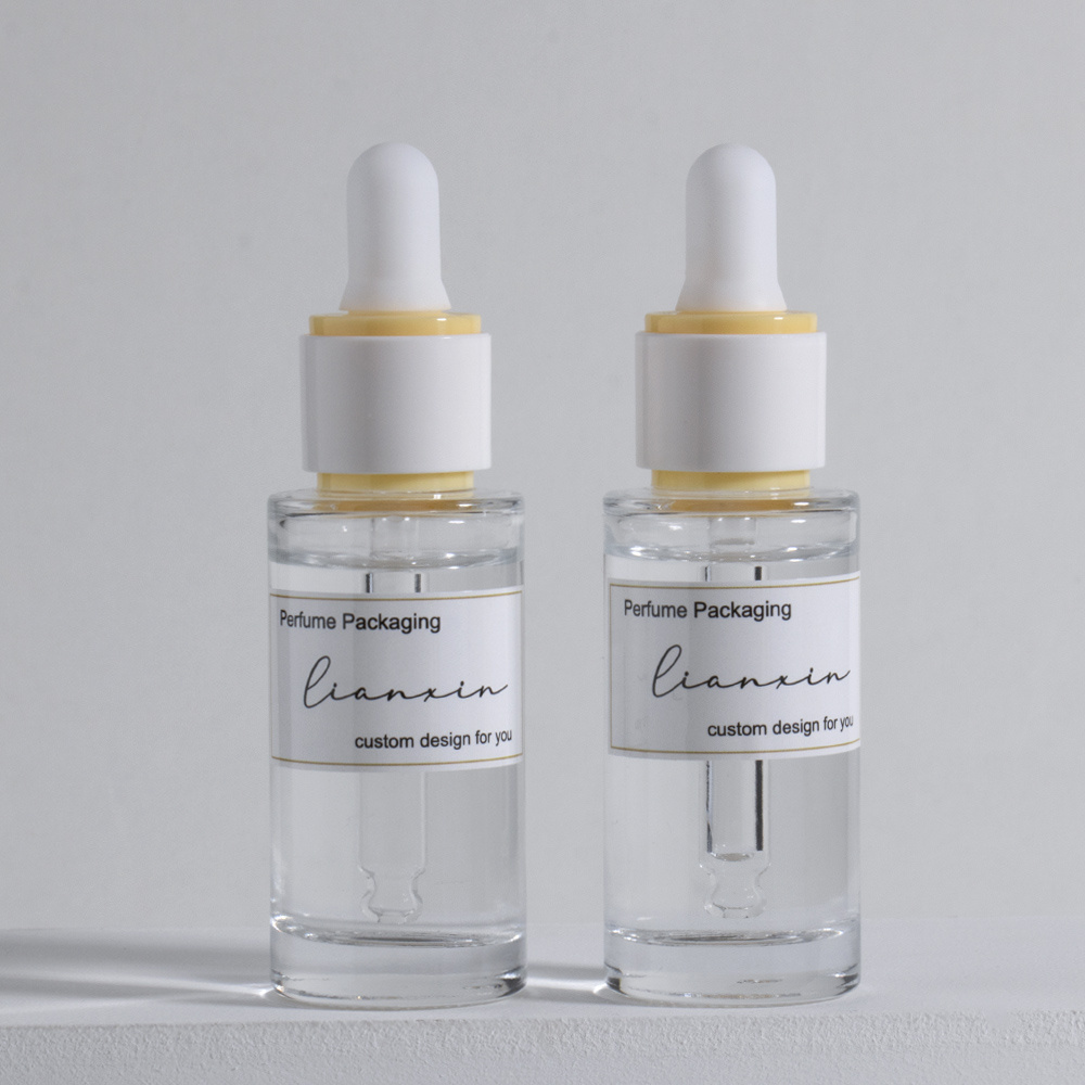 Custom Label Hair Growth Oil Empty Bottles 30 ml Colorful Screw Cap Clear Glass Bottle With Dropper