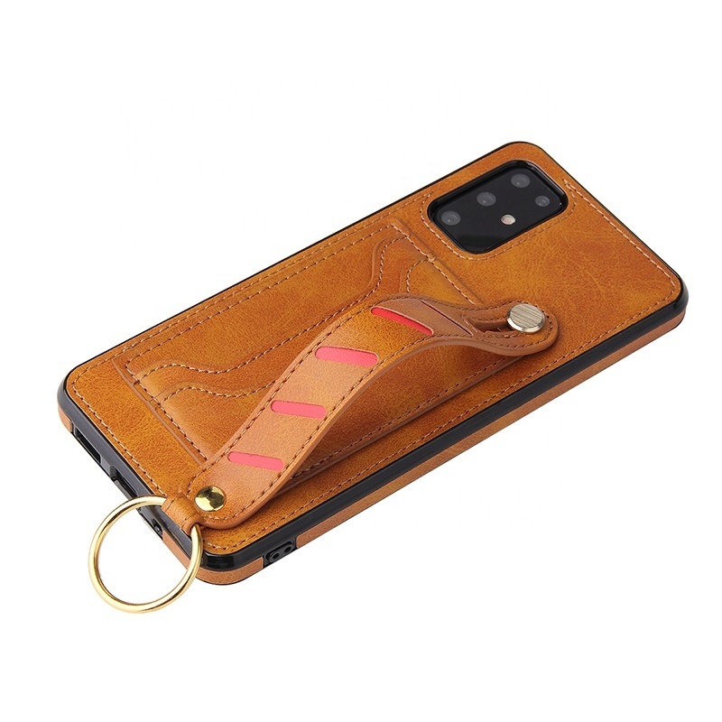 New cell phone accessories case bulk with wristband wallet cover for huawei p40 pro pu phone case