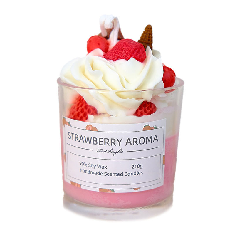 Candle Gift Set Premium Quality Candle Holder Wedding Gift Strawberry Dessert Cake Scented Soy Wax Ice Cream Dessert Candle