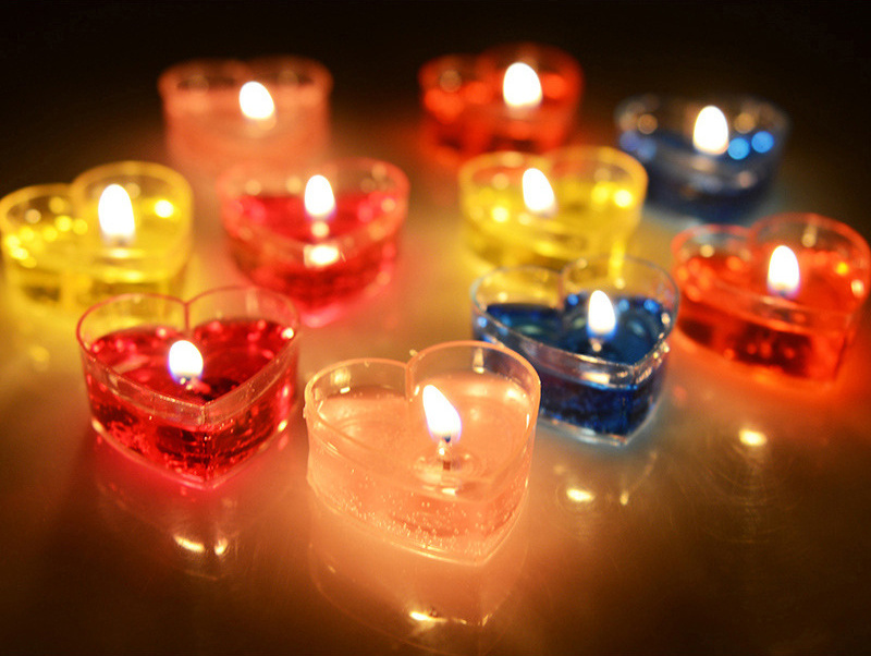 20pcs/set Gel Candle for Making a Proposal Romantic Love Tea light Candles Valentine's Day Heart Shape Jelly Candle