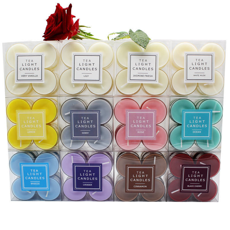 Smokeless Unscent Paraffin Wax Tealight Candles Aromatic Transparent PVC Box Aromatic Candle