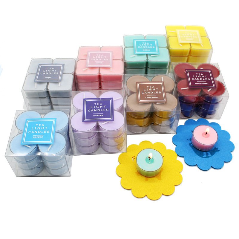 Smokeless Unscent Paraffin Wax Tealight Candles Aromatic Transparent PVC Box Aromatic Candle