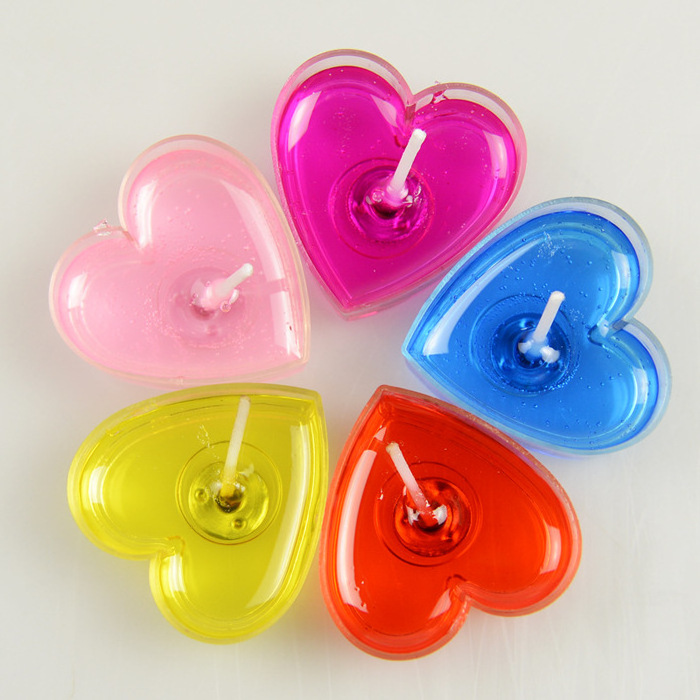 20pcs/set Gel Candle for Making a Proposal Romantic Love Tea light Candles Valentine's Day Heart Shape Jelly Candle