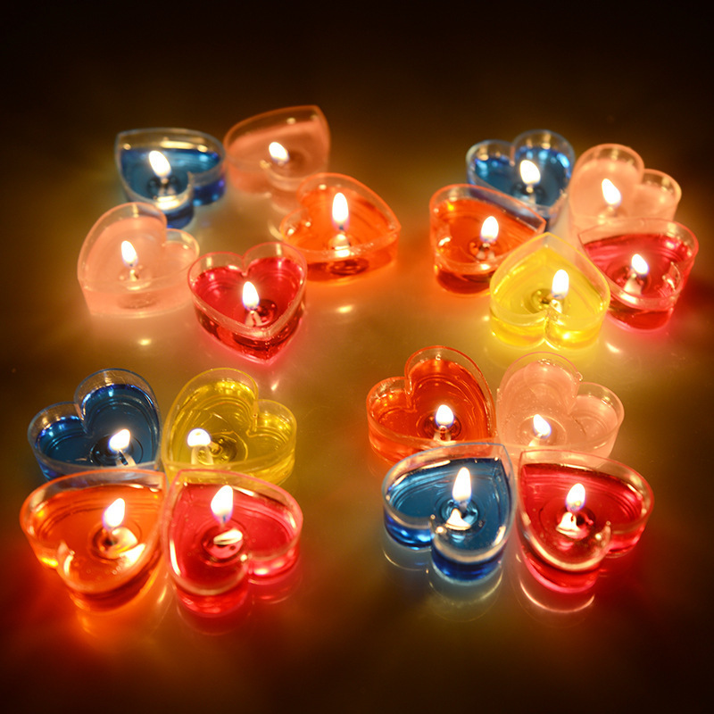 20pcs/set Gel Candle for Making a Proposal Romantic Love Tea light Candles Valentine's Day Heart Shape Jelly Candle