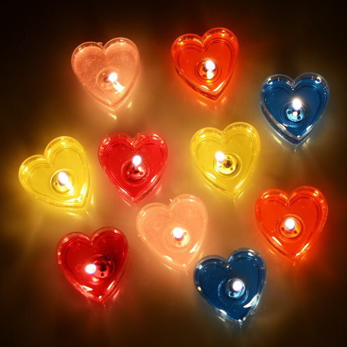 20pcs/set Gel Candle for Making a Proposal Romantic Love Tea light Candles Valentine's Day Heart Shape Jelly Candle