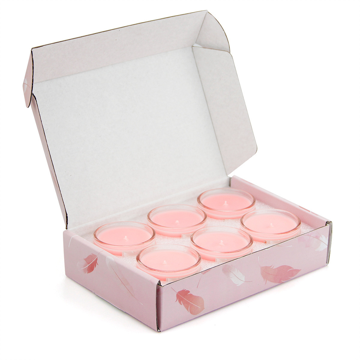 Pack of 6 Aromatherapy Soy Wax Glass Jar Pink Color Candles Set with 2 Fragrances for Home and Women Lovely Pink Candles