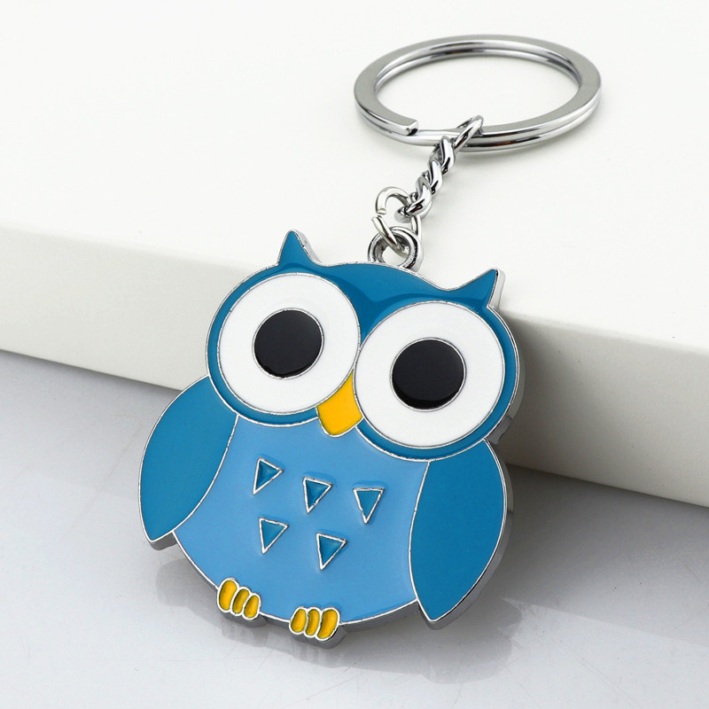 Good Luck Funny Owl Keychain Charm Enamel Painted Owl Key Holder Animal Owl Keychain