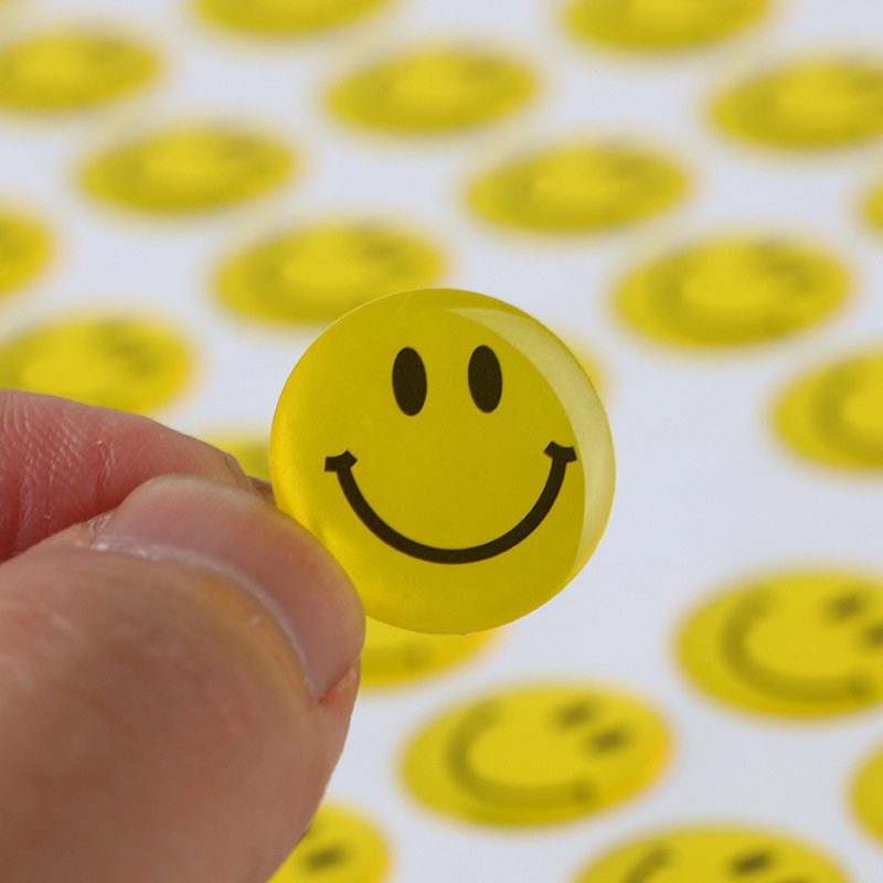 Custom smile face Gel Epoxy Resin Dome Label Sticker Personalized Logo 3d dome Soft Transparent Label e moji Epoxy Resin Sticker