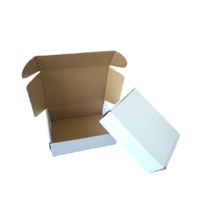 Custom  Cardboard Corrugated White Outside Brown Inside Shipping Carton Packaging Box for Clothes