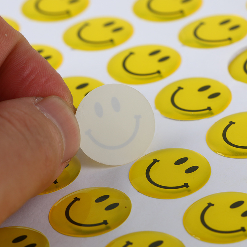 Custom smile face Gel Epoxy Resin Dome Label Sticker Personalized Logo 3d dome Soft Transparent Label e moji Epoxy Resin Sticker