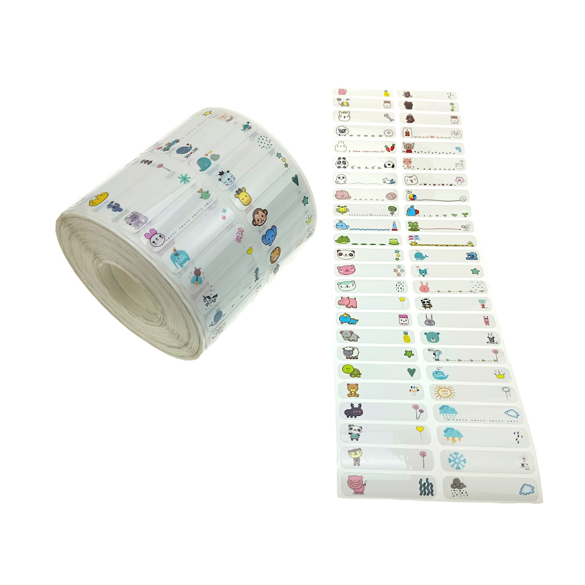 Custom Roll Kiss Cut Planner Stickers Colorful Animal PVC Vinyl Sticker Labels Self Adhesive Name Sticker for Kids