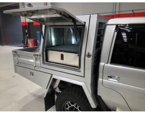 Customized aluminum ute tray camper with side box and mud arch guard for triton/ranger/hilux pickup ute canopy for sale