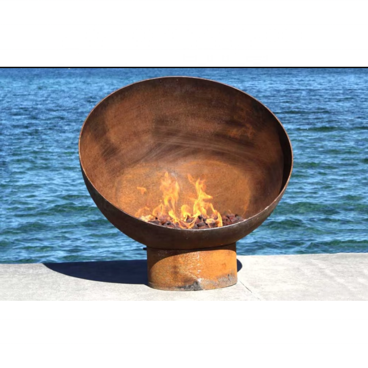 customized  Garden rust mild steel fire pit heavy duty BBQ fire pit recycled steel glass outdoor mild steel fire pit for sale