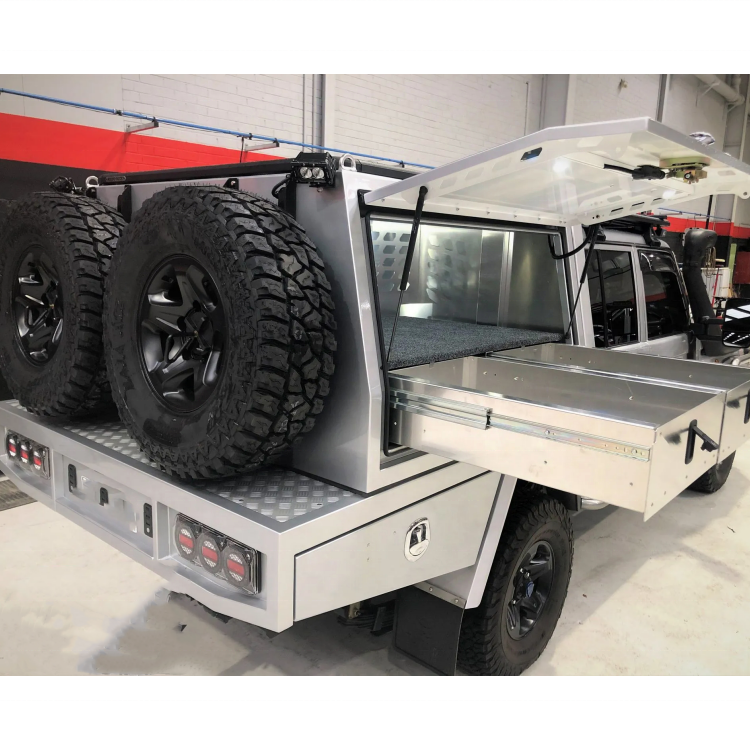 Customized aluminum ute tray camper with side box and mud arch guard for triton/ranger/hilux pickup ute canopy for sale