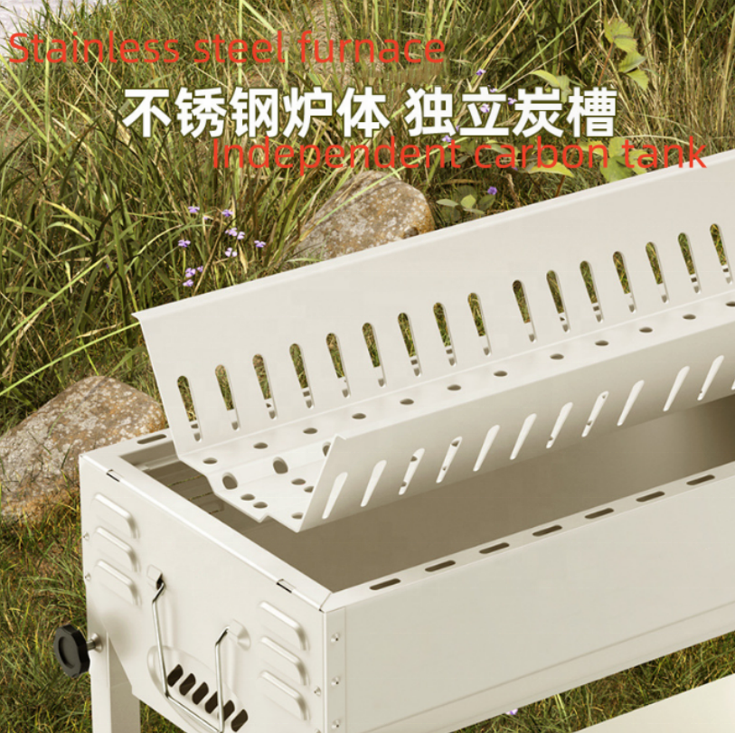 customized Charcoal Kebab Grill Stainless Steel Camping Outdoor Picnic Patio Grill Portable Foldable BBQ Barbecue Grill for sale