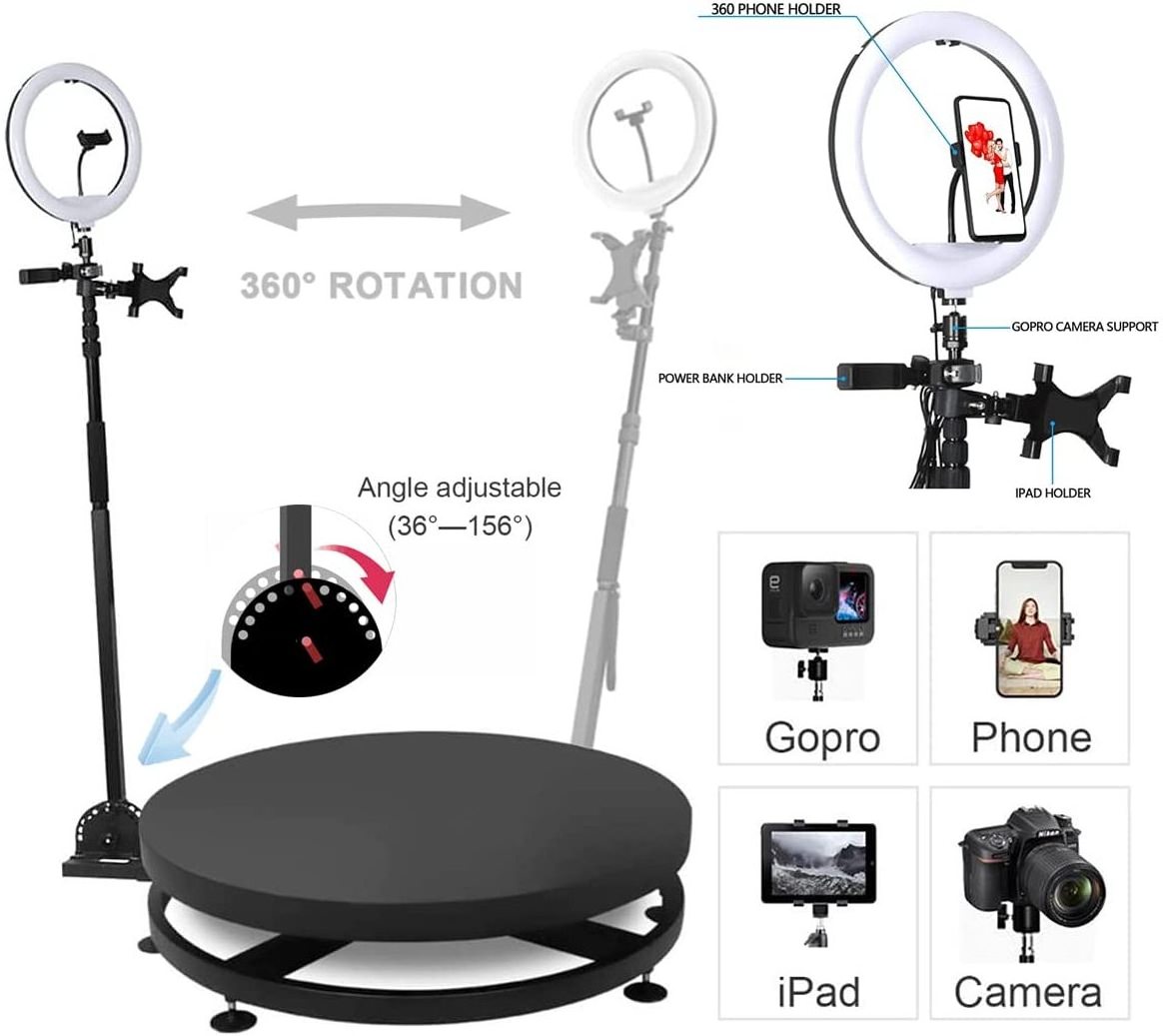 Popular cabine photo buy a photo booth machine to tent 360 degree photo booth 100cm with high quality flight case