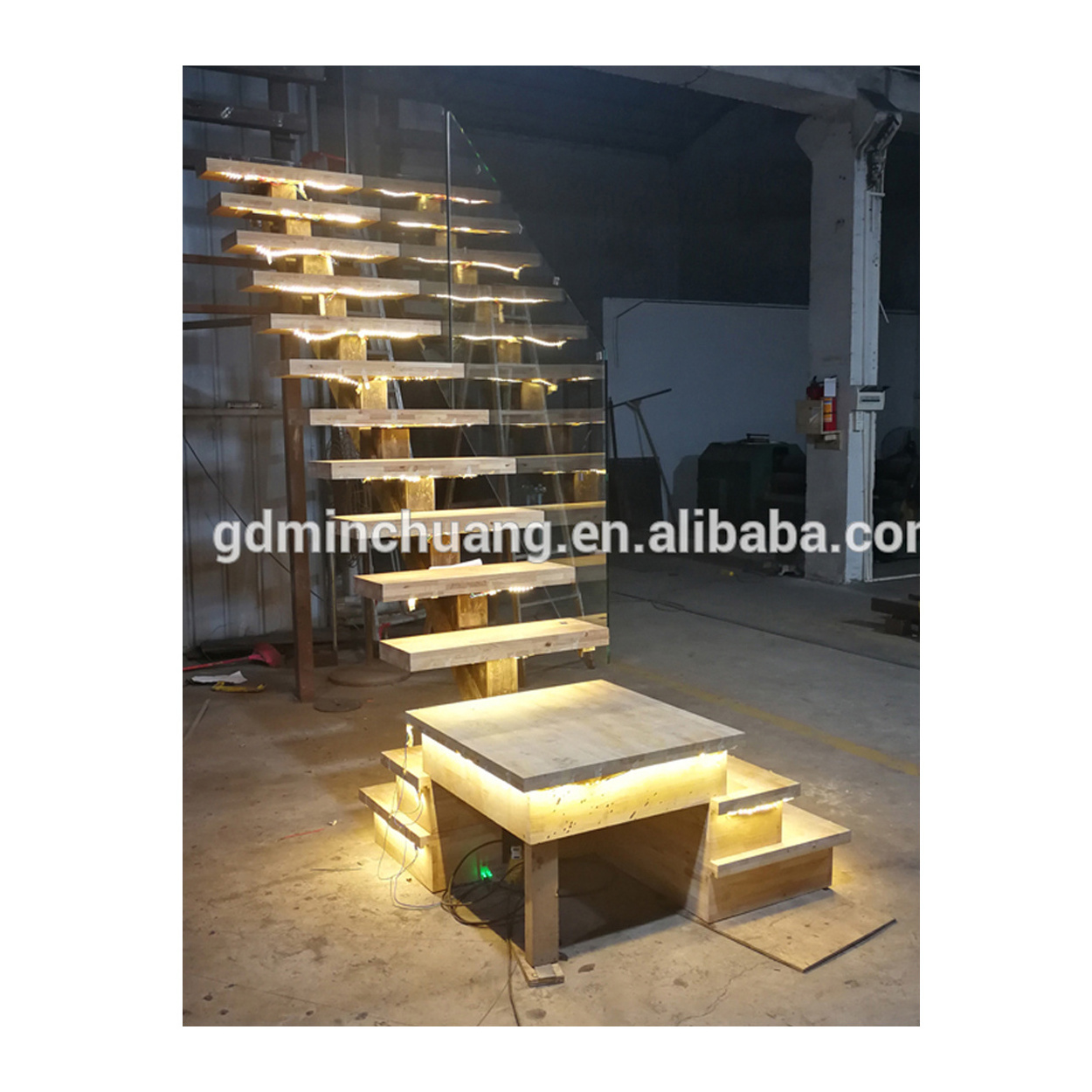 Wonderful Wooden Steps Stair with Nice Led Light Stair Treads