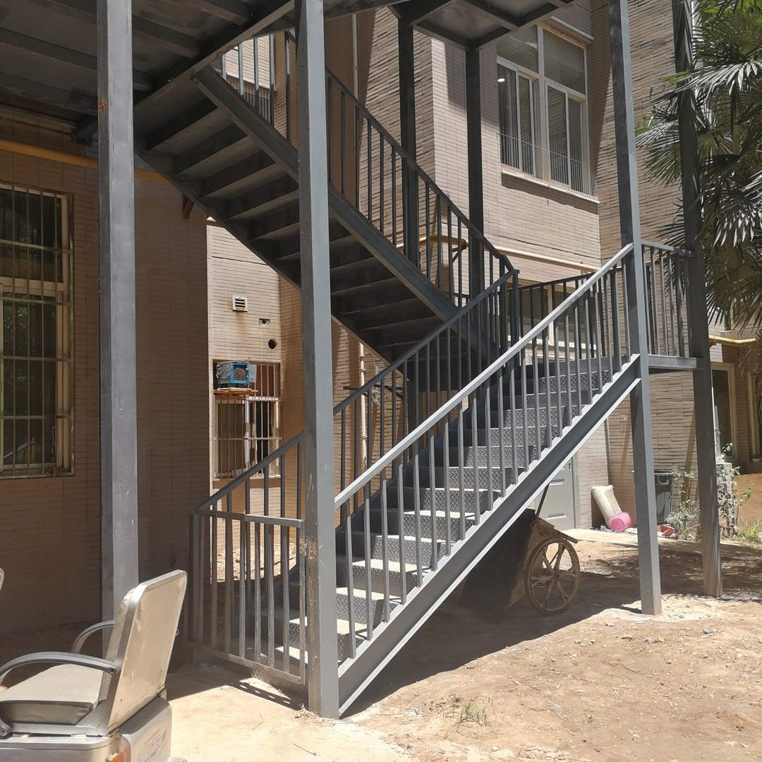 Exterior Metal Fire Escape Staircase  Galvanize Steel Staircase  Outdoor Metal Straight Stair