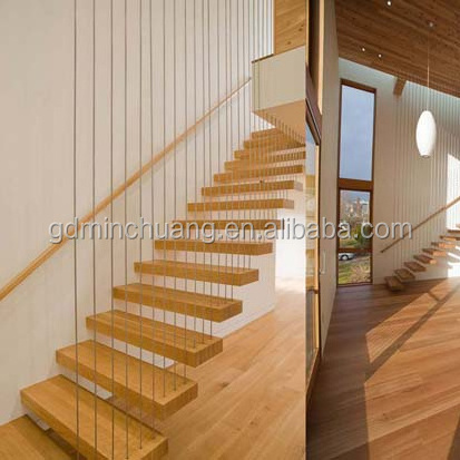 floating staircase with timber tread  straight cantilever staircases